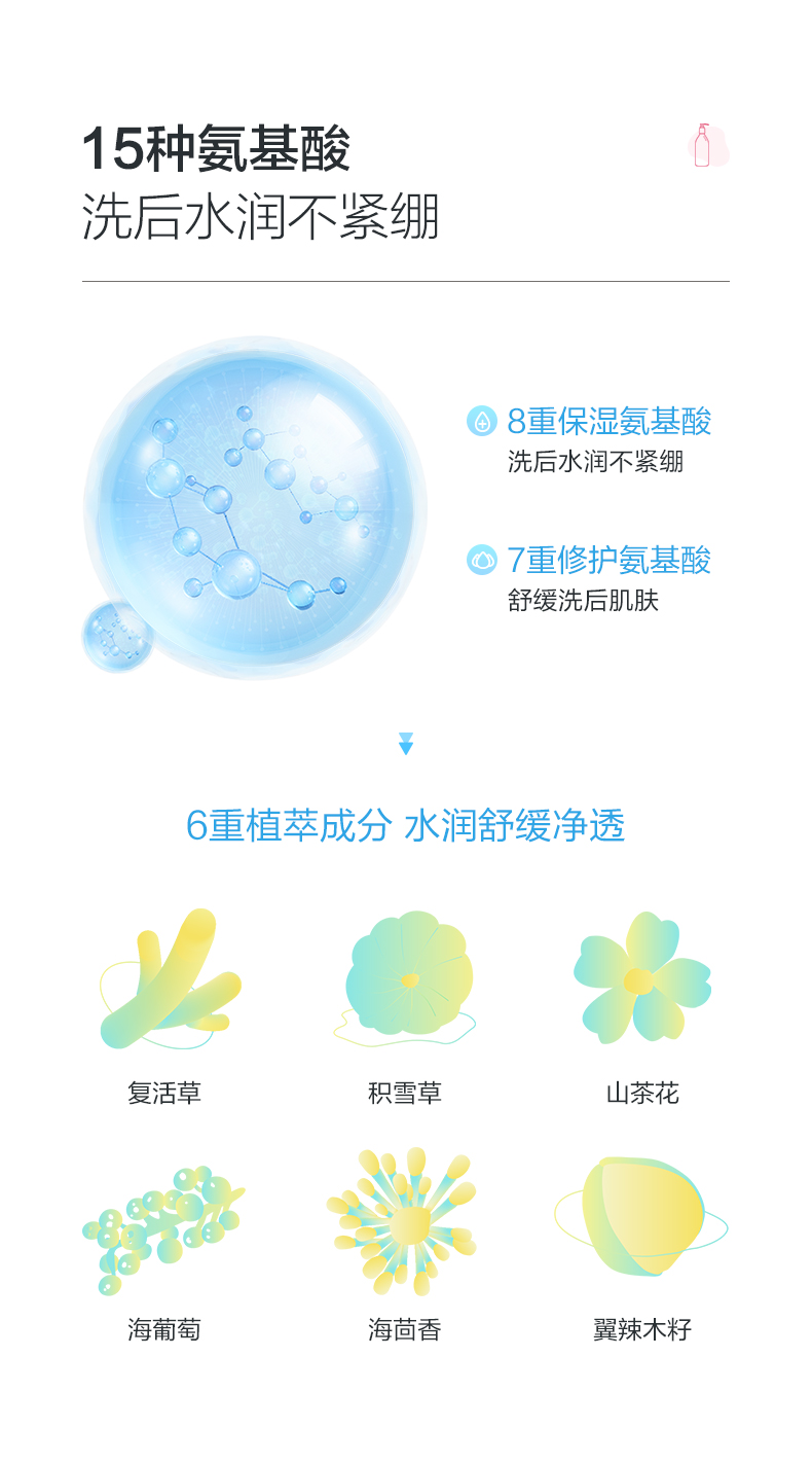 小迷糊多效氨基酸洁面乳 大容量山茶花洗面奶