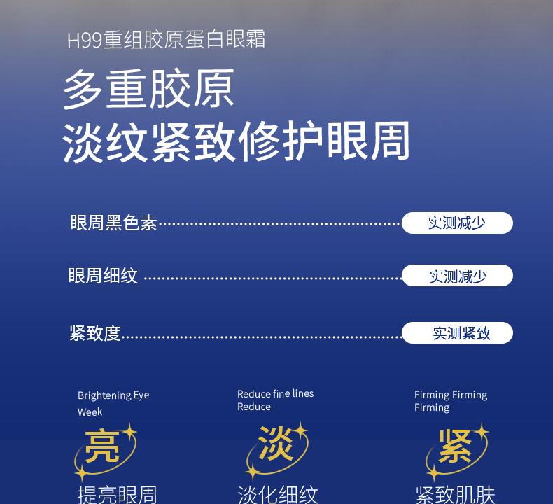 H99重组胶原蛋白眼霜 淡化黑眼圈改善眼尾纹保湿抗皱霜