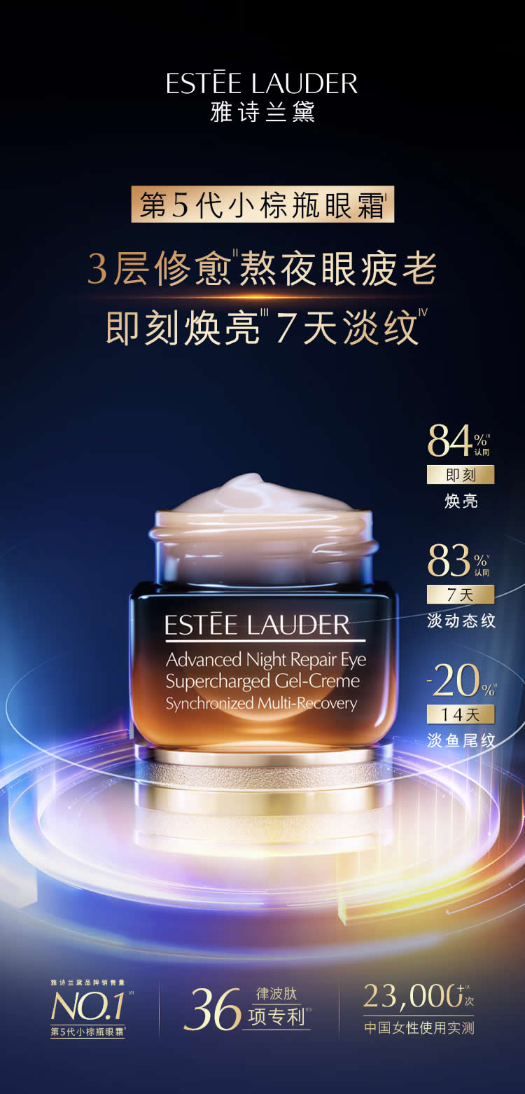 雅诗兰黛特润修护肌活精华眼霜 细胞级眼周抗疲劳衰老淡鱼尾纹第5代小综瓶眼霜